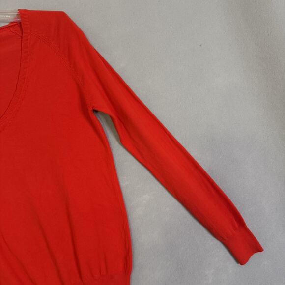 Zara Sweater Women Sz XL Red V-Neck Lightweight Casual Festive Christmas Holiday - Picture 7 of 13